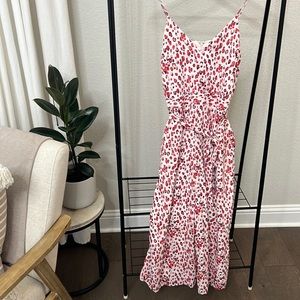 Fun Cheetah / Leopard pink & red print crop wide leg jumpsuit Banana Republic